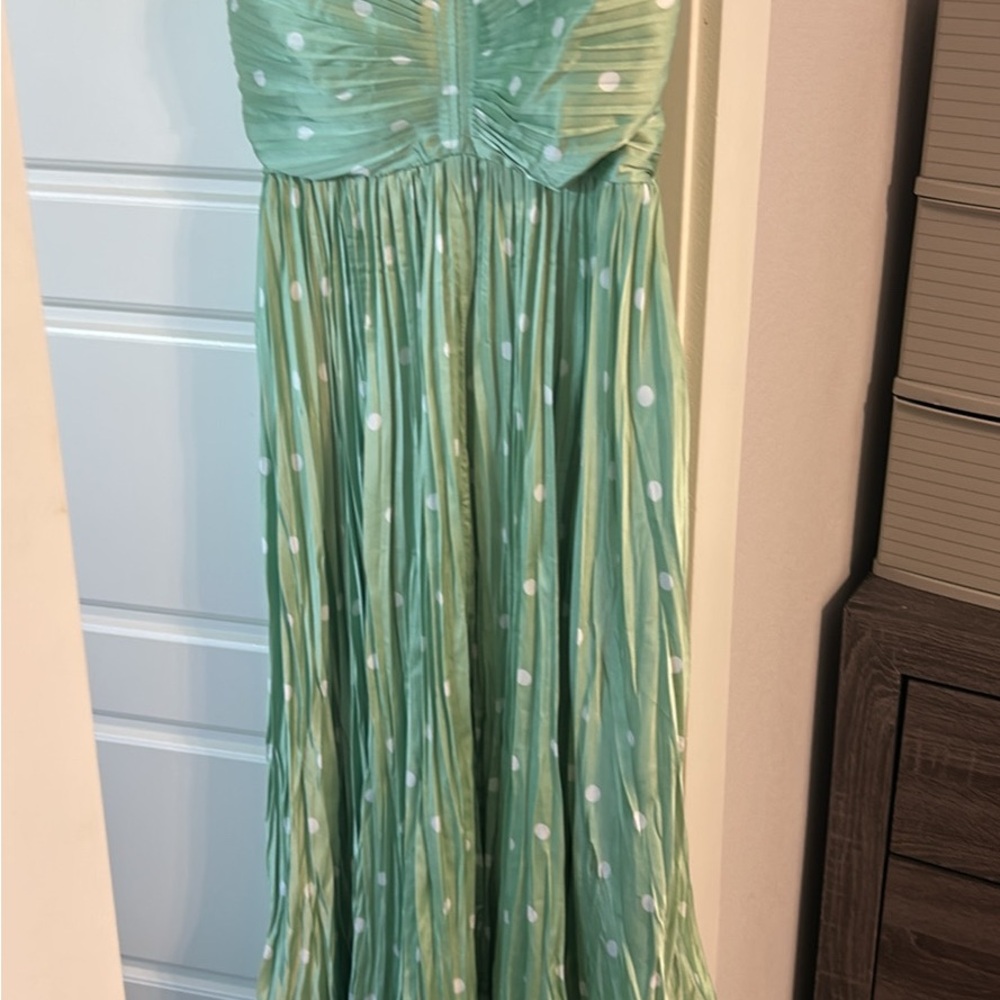 Astr Green Polka Dot Midi Dress